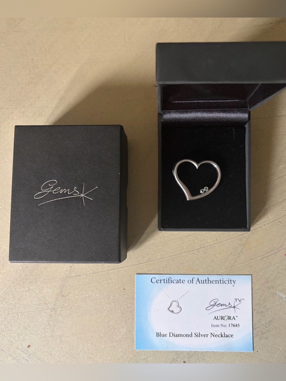 Gems Tv Aurora Heart Blue Diamond Silver Necklace Pendant Only , 0.060ct , 925 G